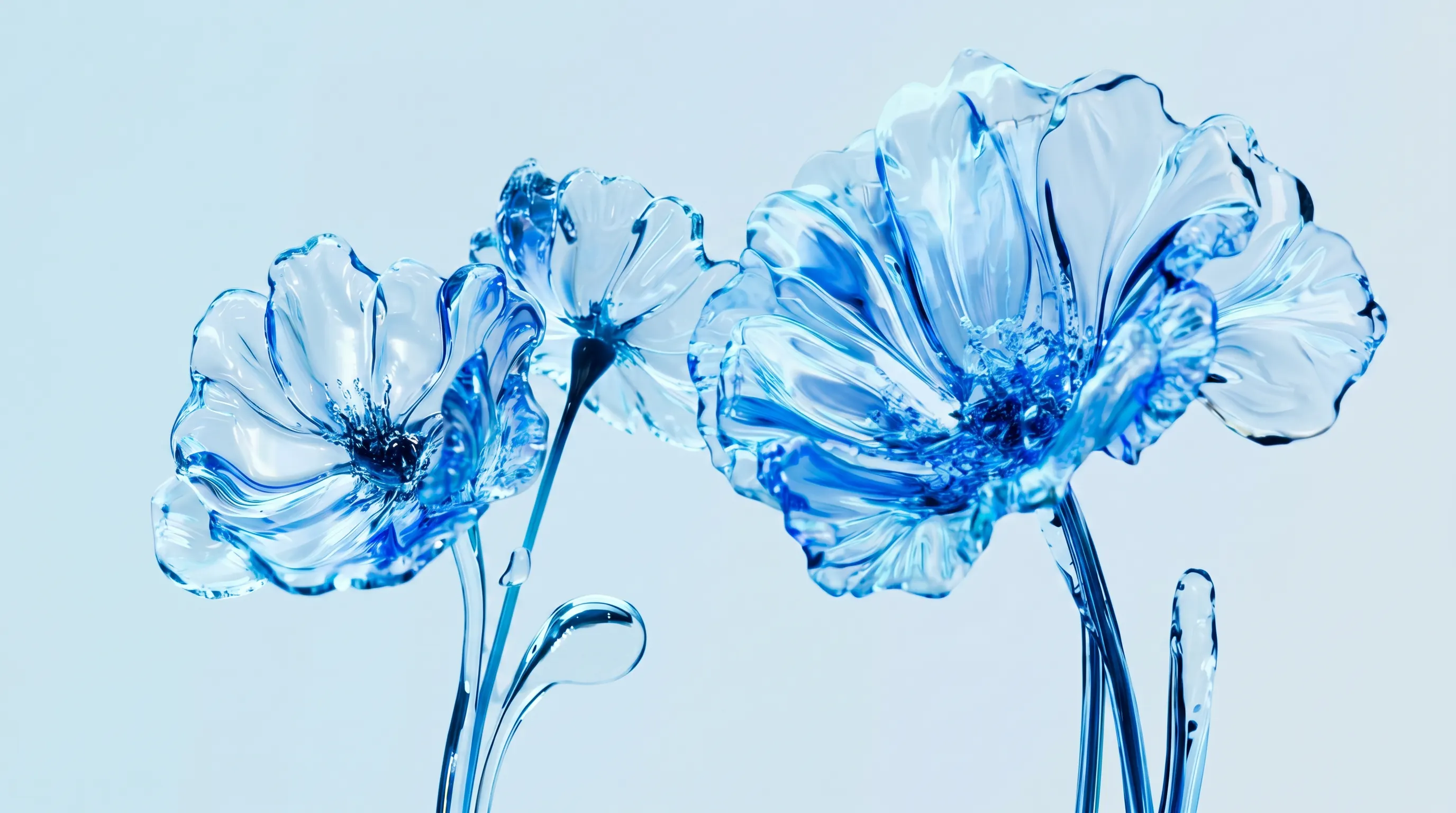 Blaue Glasblumen